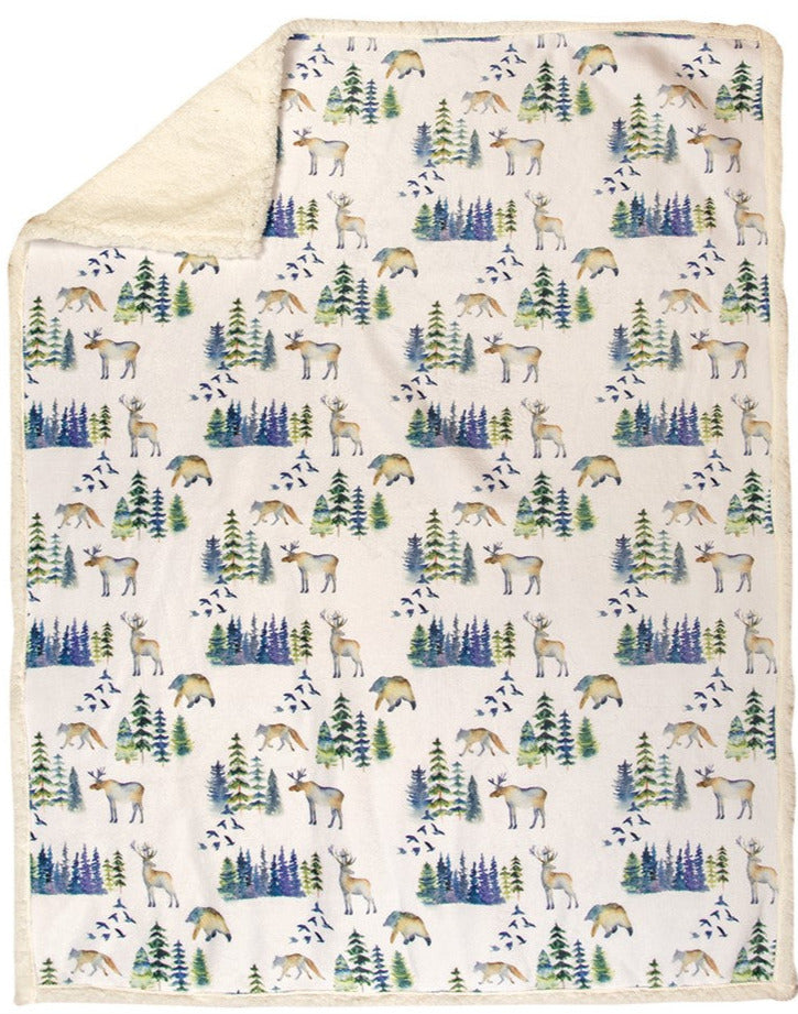 At The Cabin Sherpa Fleece Throw