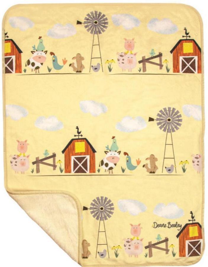 Farmyard Friends Fleece Baby Blanket by Deane Beesley©