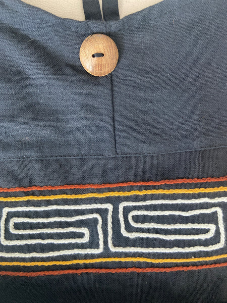 Boho Sling Bag Medium - Labyrinth Line Embroidered