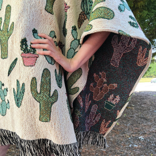 Custom Woven Cotton Poncho w/Your Art