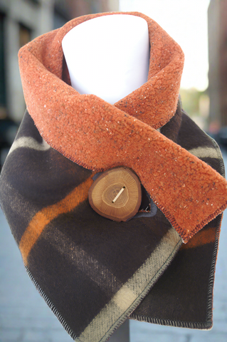 Fall Classic Plaid Upcycled Neckwarmer - One-of-a-Kind