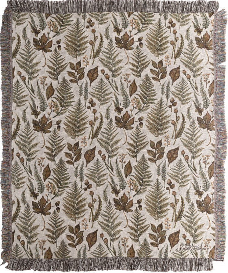 Fall Splendor All Over Leave Woven Cotton Throw by Nicole Tamarin©