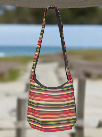 Striped Cotton Canvas Bag - Multicolor Red