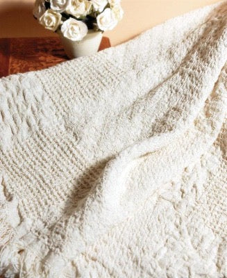 Textured Block Natural Cotton Throw Blanket