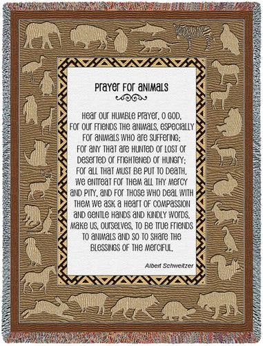 Prayer For Animals Throw Blanket by Albert Schweitzer© -