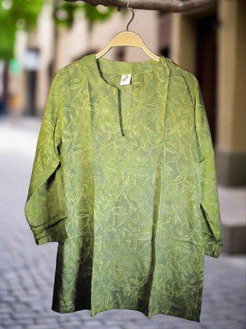 Batik Rayon Kurti Tunic - Apple Green Batik