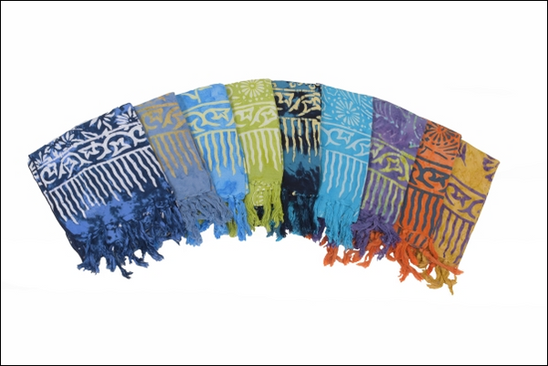 Handmade Batik Rayon Fringe Scarf - Turquoise