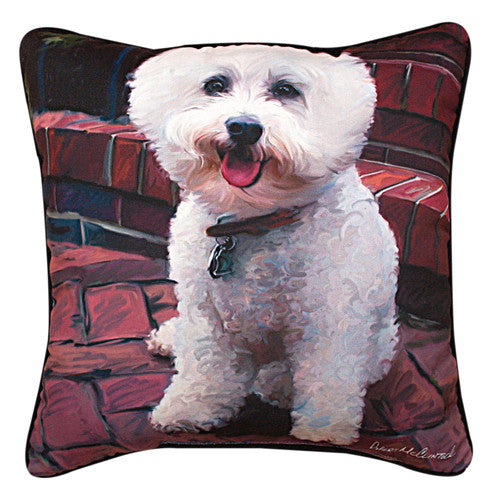 Glam Dog Bichon Pillow by Robert McClintock -