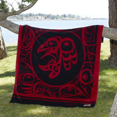 Bill Helin© "The Raven" Velura Throw Blanket -Tsimshian