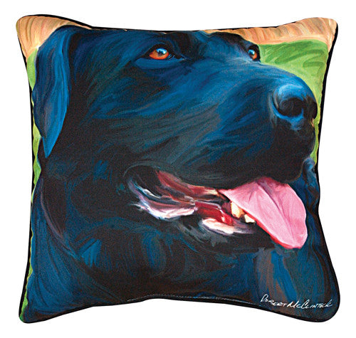 Handsome Black Lab Pillow by Robert McClintock©