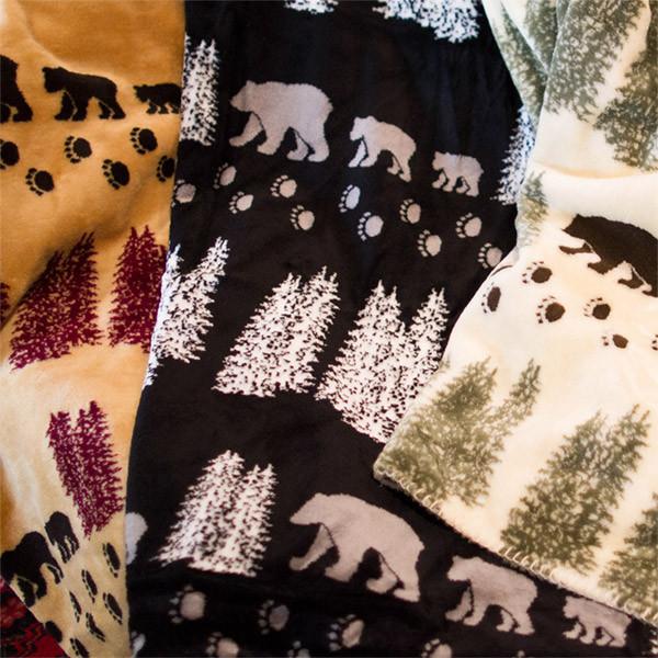 Wheat Denali Bear Denali Microplush™ Rustic Lodge Throw Blanket