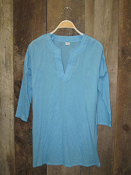 Kurti Cotton Tunic - Solid Delphinium Blue