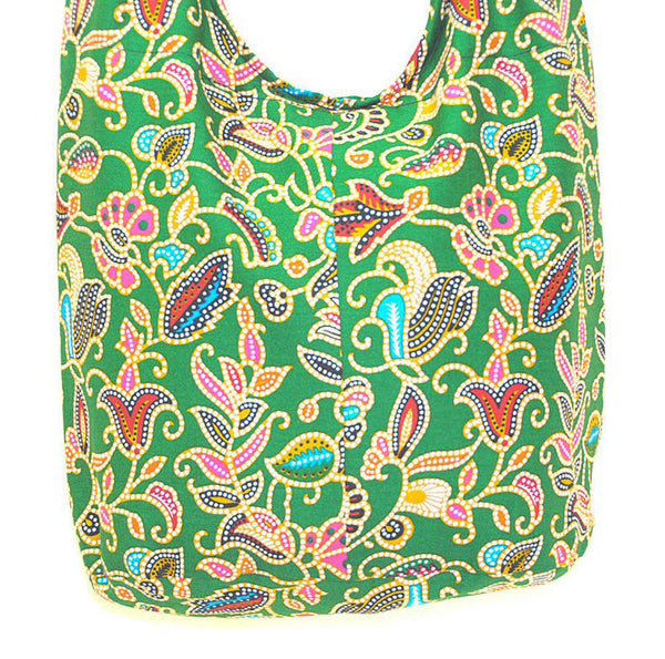 Boho Sling Bag Large - Green Fantasy Floral