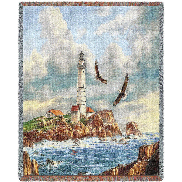 Boston Lighthouse Woven Throw Blanket by Rudi Reichardt© – Woven