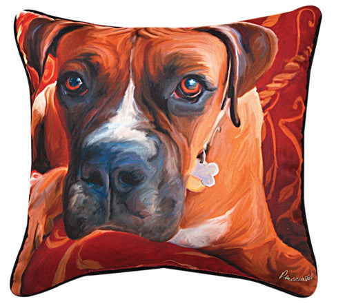 Harry Boxer Pillow by Robert McClintock -
