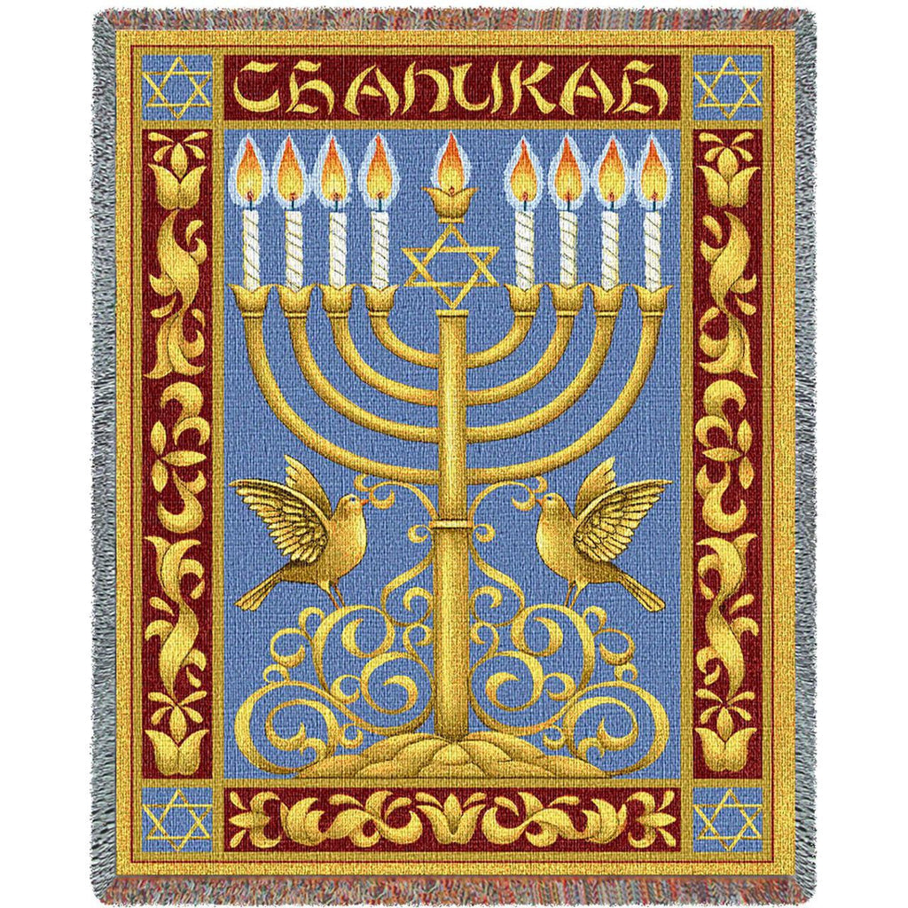 Chanukah Woven Throw Blanket -