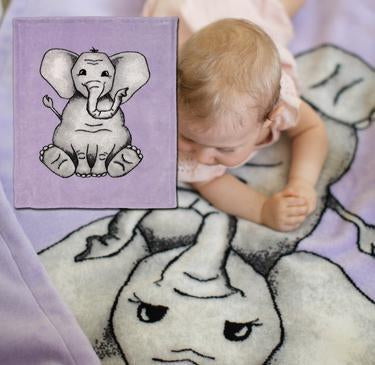 Baby Elephant Purple Denali Microplush™ Baby Blanket