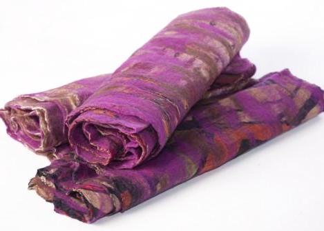 Berry Vintage Sari Felted Wool-Silk Scarf - One-of-a-Kind - 
 - 2