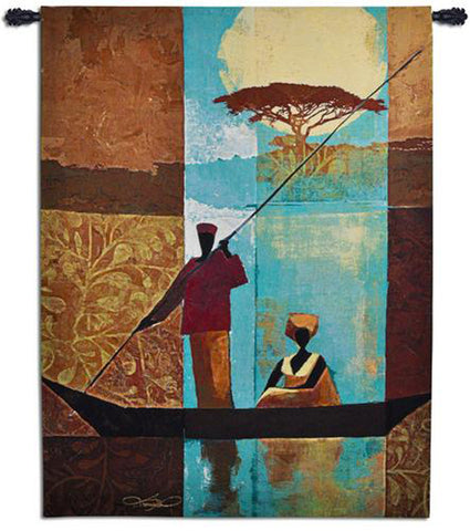 On The River Wall Tapestry by Keith Mallet©