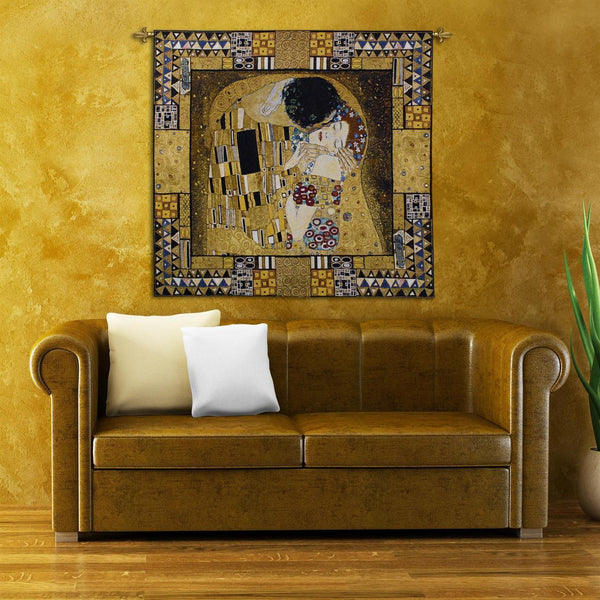 Gustav Klimt&copy; The Kiss Captured Wall Tapestry w/Gold Lurex - 
 - 1