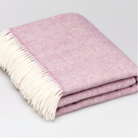 Bronte by Moon Lilac Herringbone Merino Lambswool Throw Blanket - Wales