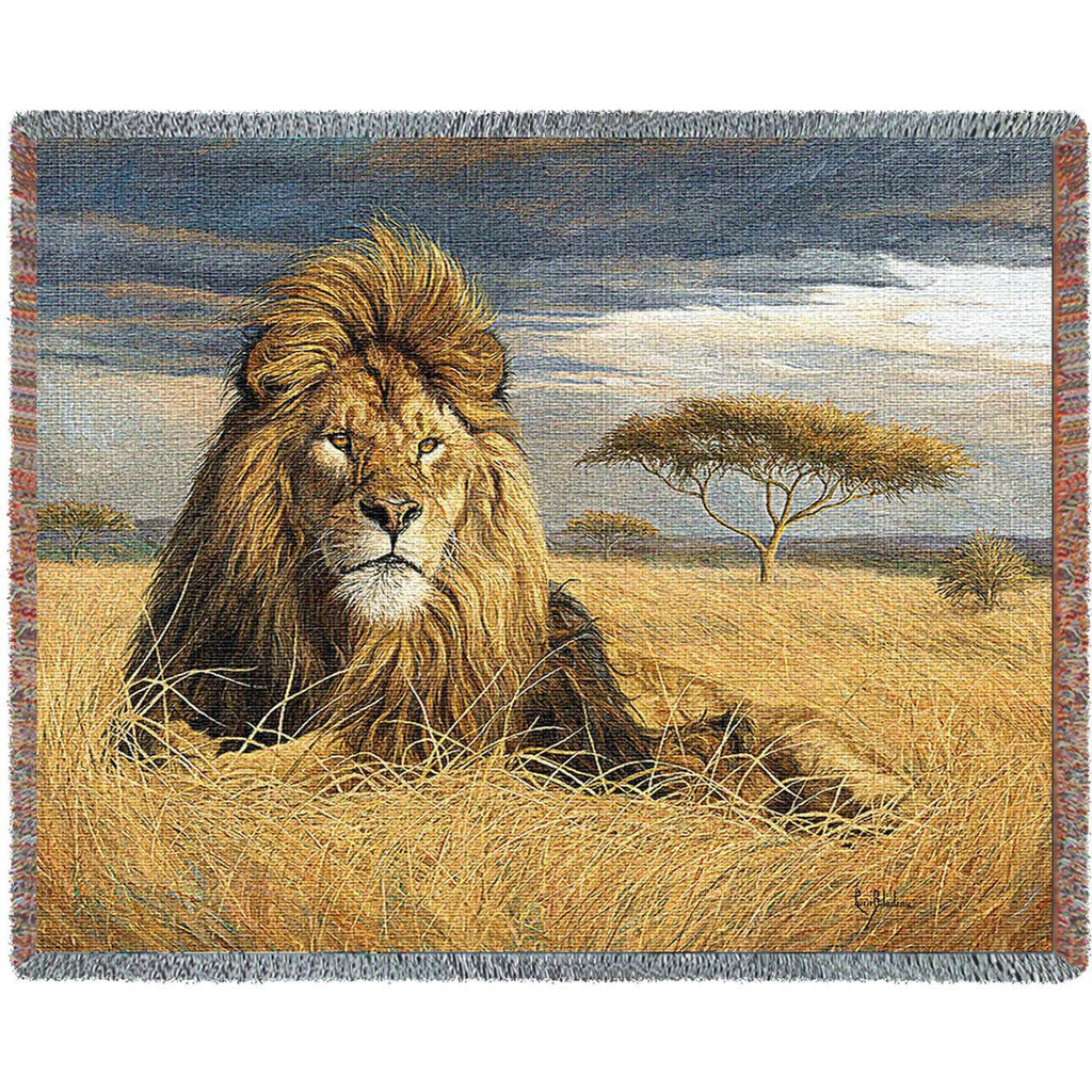King Of The Pride Throw Blanket by Lucie Bilodeau© -