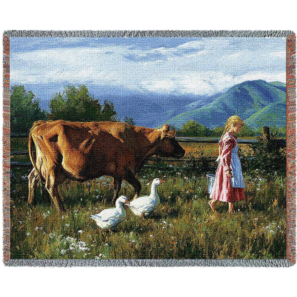 Morning Walk Woven Throw Blanket by Robert Duncan© -