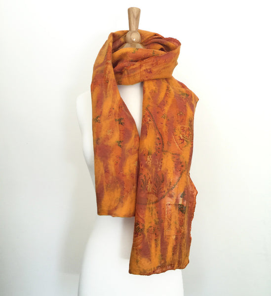Marigold Vintage Sari Felted Wool-Silk Scarf - One-of-a-Kind - 
 - 6