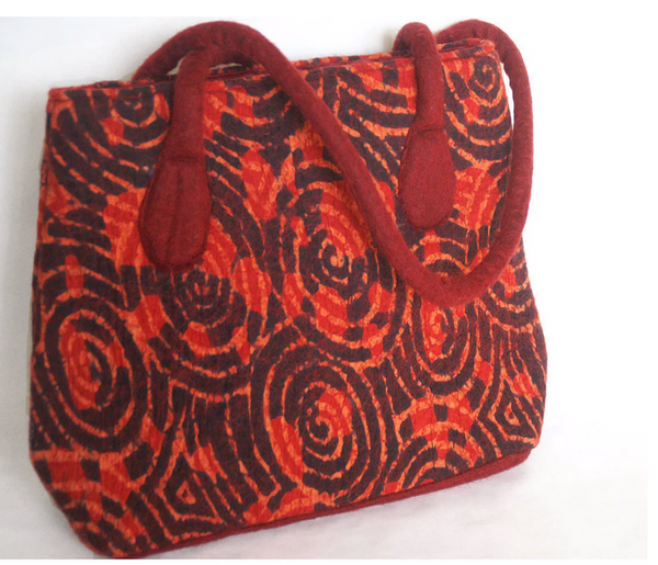 Red Nuno Felted Merino Wool-Sari Silk Scarf|One-of-a-Kind Wearable Art