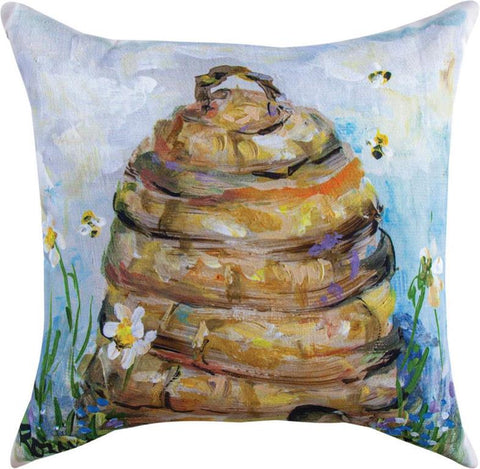 Skep Hive Indoor/Outdoor Pillow by Rozanne Priebe©