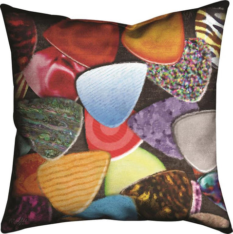 Without Music Guitar Picks Indoor-Outdoor Pillow by Mollie B.©