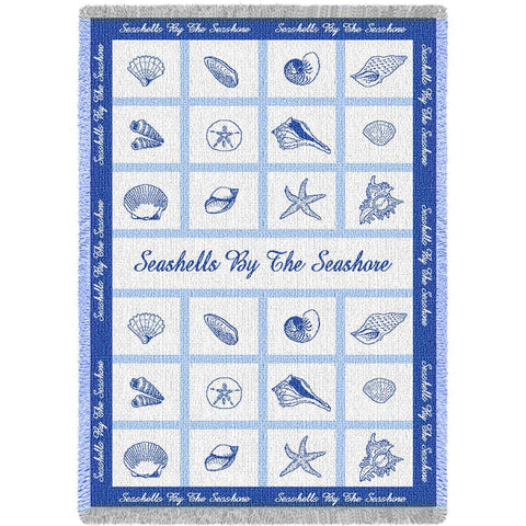 Sea Shells by the Sea Short Woven Throw Blanket