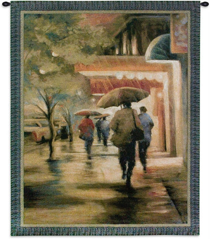 Second Street Drizzle Wall Tapestry by Carol Jessen© - Cityscape