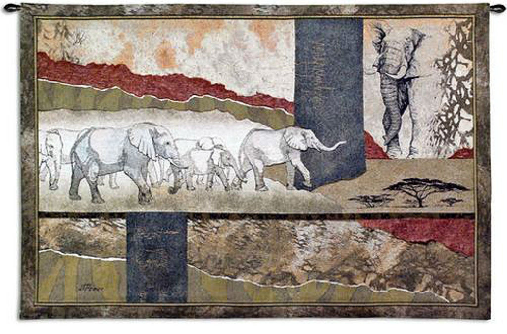 Serengeti Elephants Wall Tapestry by Joseph Poirier -