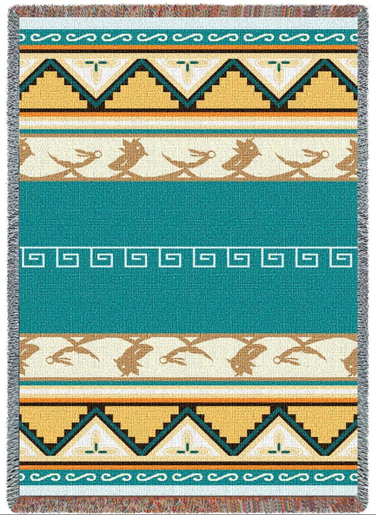 Southwest Pueblo Sunset Woven Cotton Throw Blanket