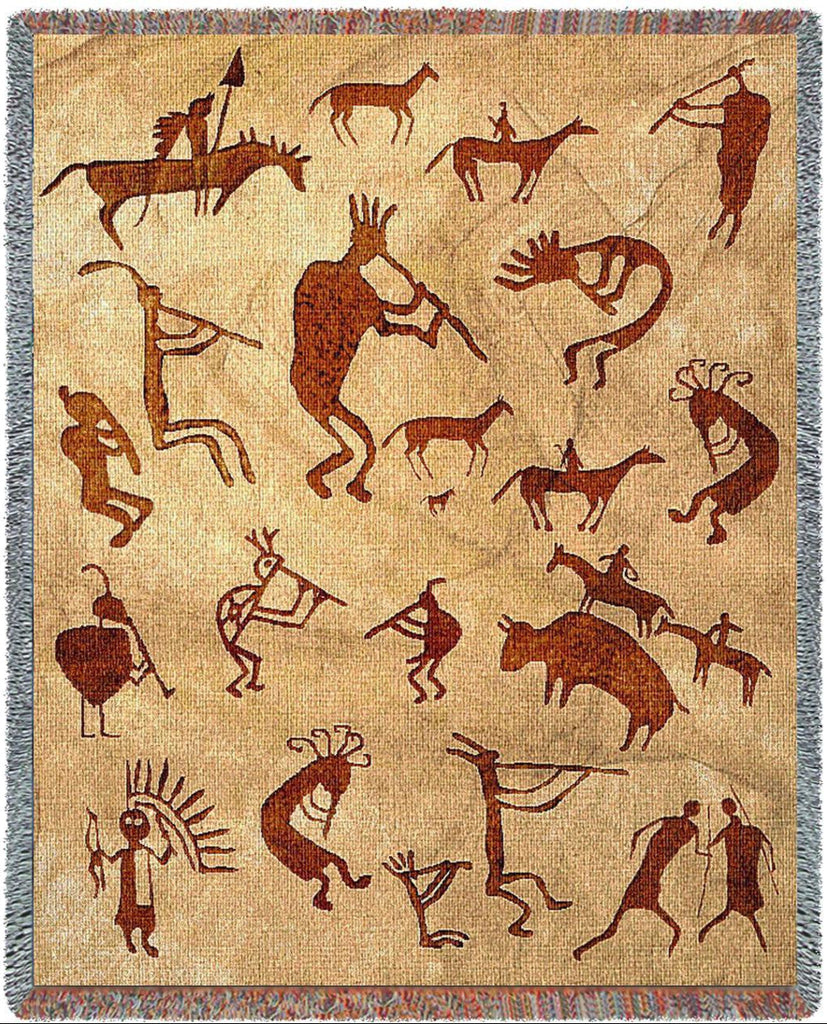 Southwest Petroglyphs Woven Throw Blanket -