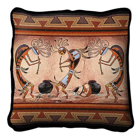 Southwest Kokopelli Pot Dance Tapestry Pillow Cover