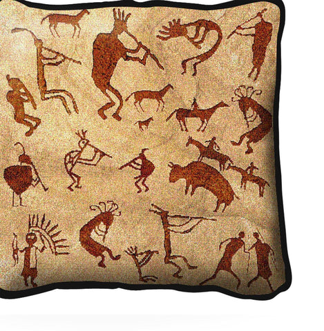 Southwest Kokopelli Petroglyphs Tapestry Pillow Cover