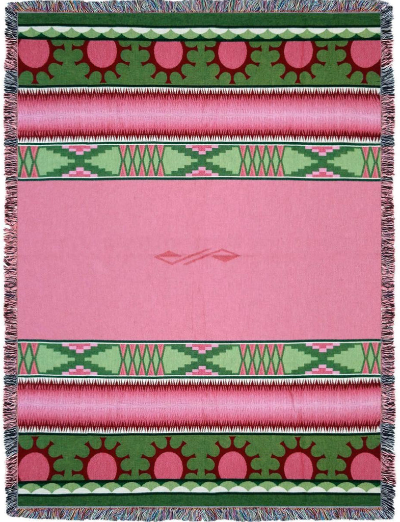 Southwest Concho Springs Rose Woven Cotton Throw Blanket
