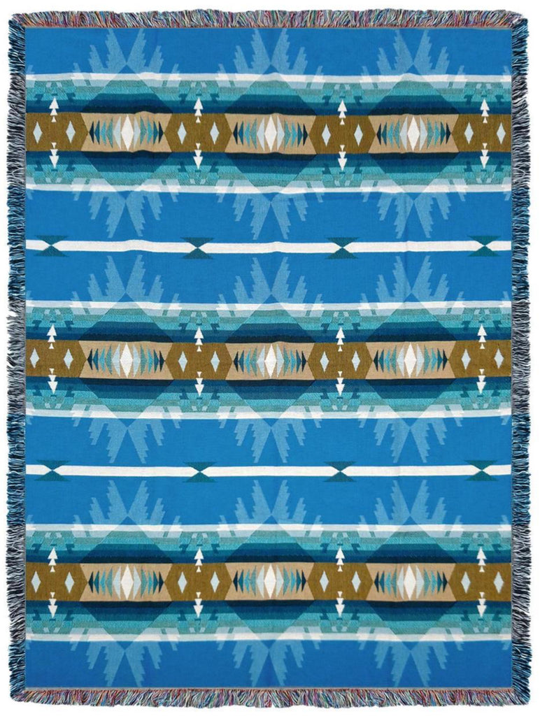 Southwest Cimarron Turquoise Woven Cotton Throw Blanket