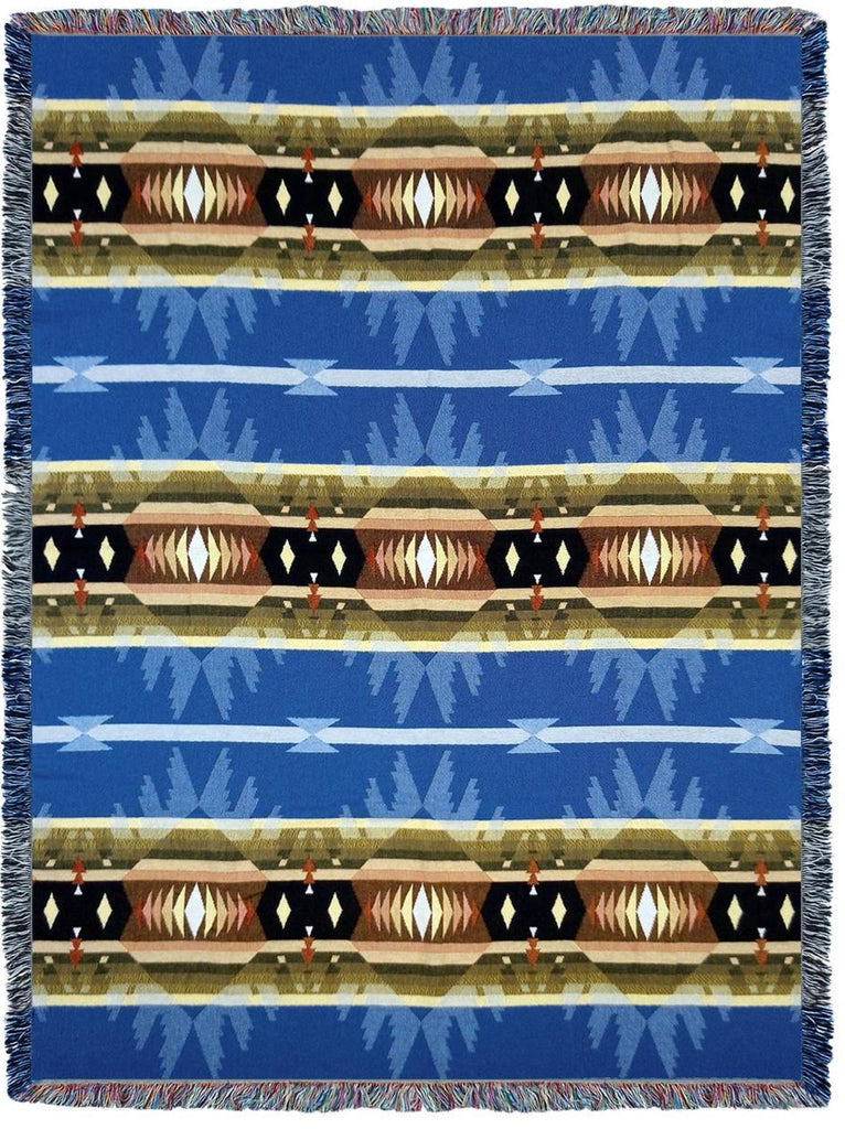 Southwest Cimarron Blue Woven Cotton Throw Blanket