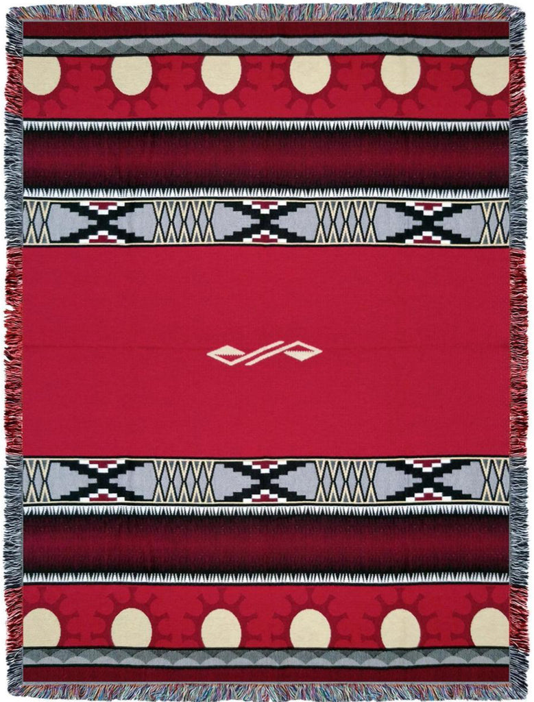 Southwest Concho Springs Red Woven Cotton Throw Blanket