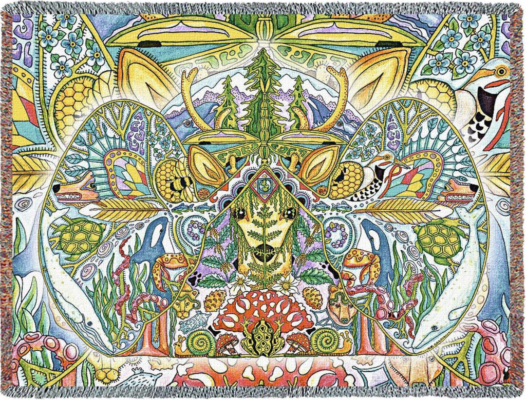 Northwest Cascadia Throw Blanket by Sue Coccia© - Native American