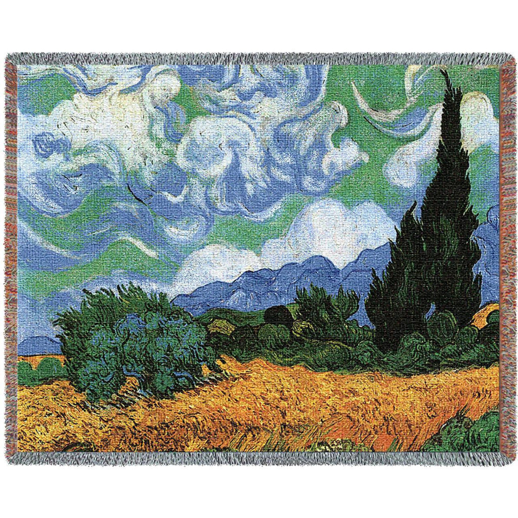 Van Gogh© Wheat Field w/Cypress Woven Throw Blanket -