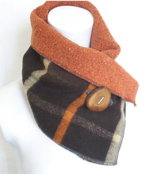 Fall Classic Plaid Upcycled Neckwarmer - One-of-a-Kind - 
 - 5