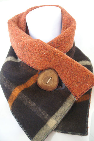 Fall Classic Plaid Upcycled Neckwarmer - One-of-a-Kind - 
 - 1