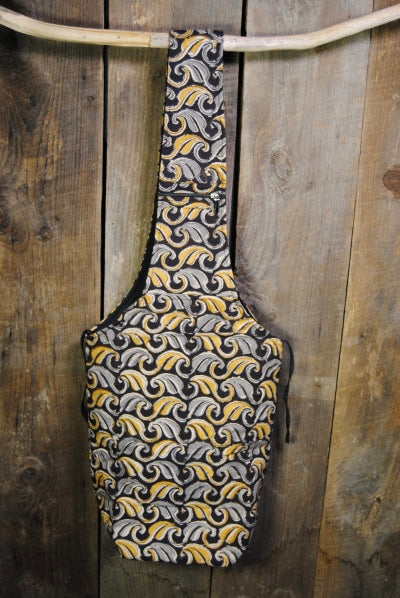 Natural Dye Hand Block Cotton Bucket Bag - Yellow-Grey-Black