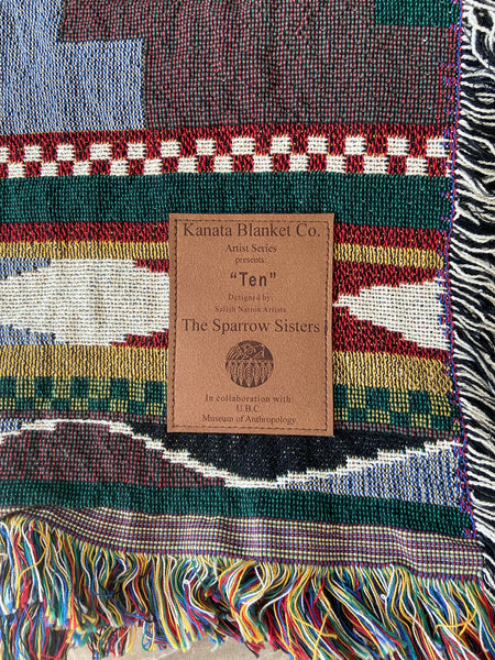 Debra Sparrow© "Ten" NW Native Art Tapestry Cotton Throw Blanket