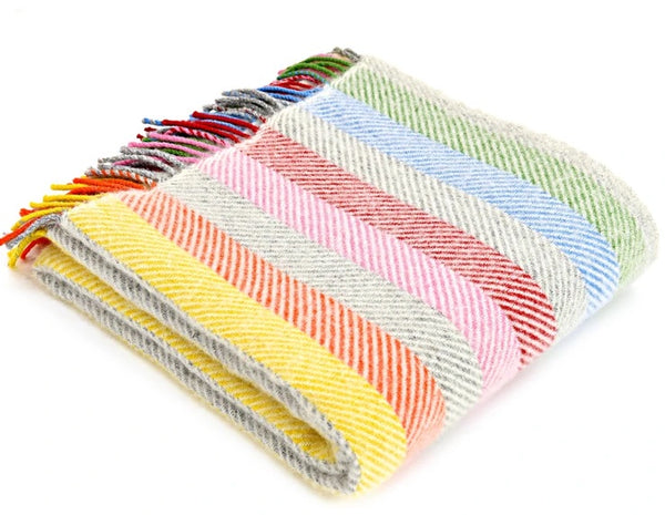 Tweedmill 100% New Wool British made Blankets - Rainbow Stripe Gray - Wales