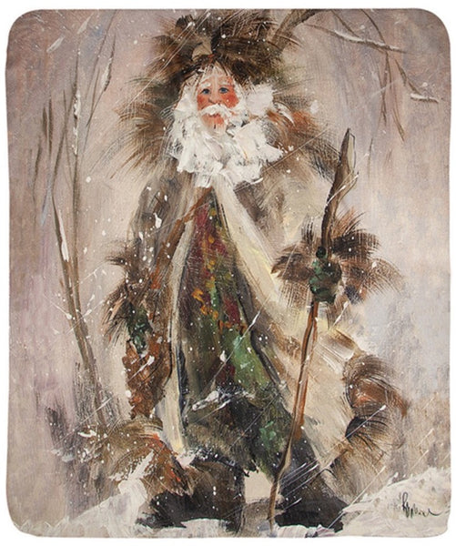 Northwoods Santa Sherpa Fleece Throw by Rozanne Priebe©